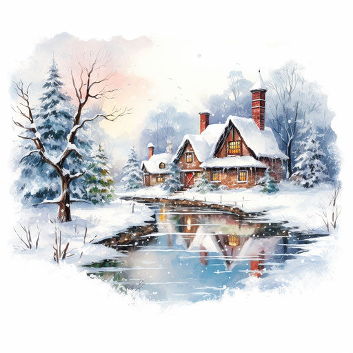 Christmas clip art in the style of Oil painting, on white background
