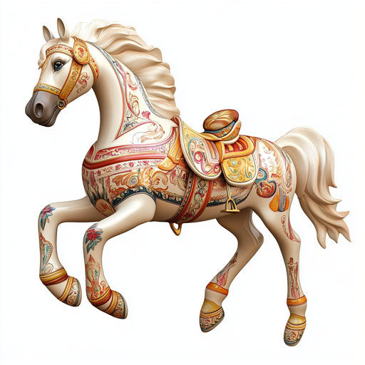 3D Wooden Horse on flat white background, isolated clipart