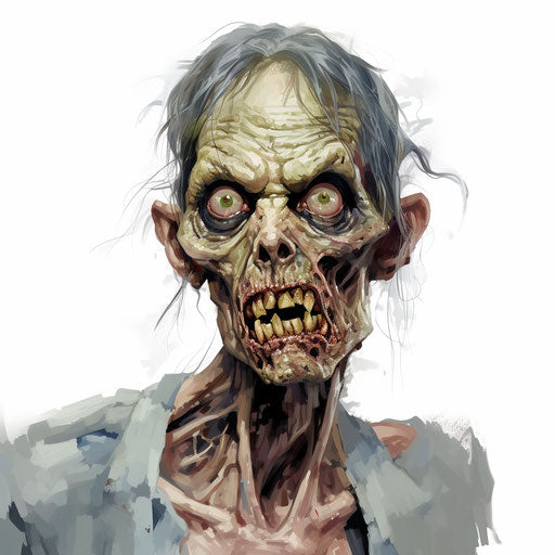 Zombie clipart in the style of Oil painting, on a white background