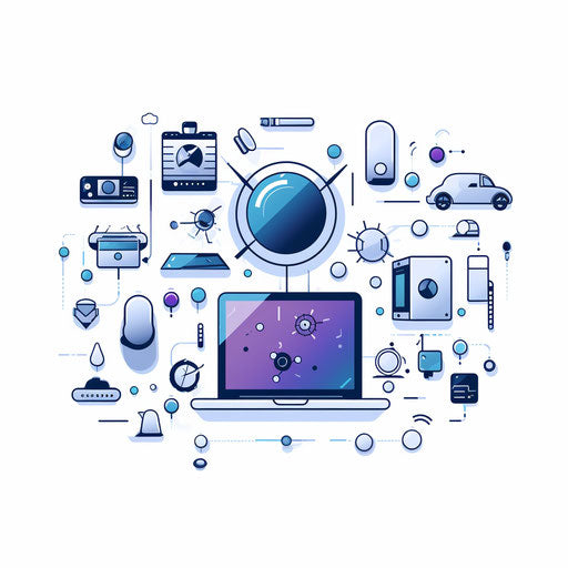 Minimalist technology clipart on white background