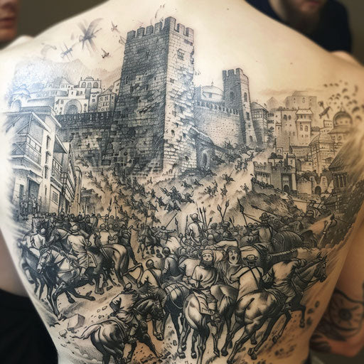 The Battle of Jericho in detailed tattoo