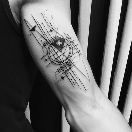Bracelet tattoo of abstract geometric shapes on the arm