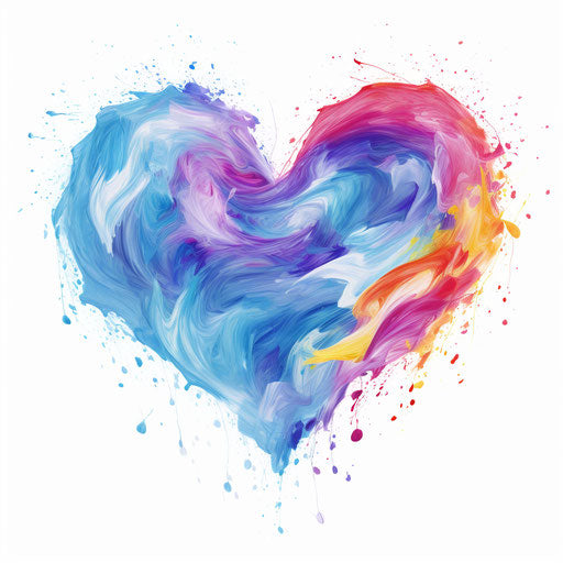 Impressionistic Art heart outline clipart on white background