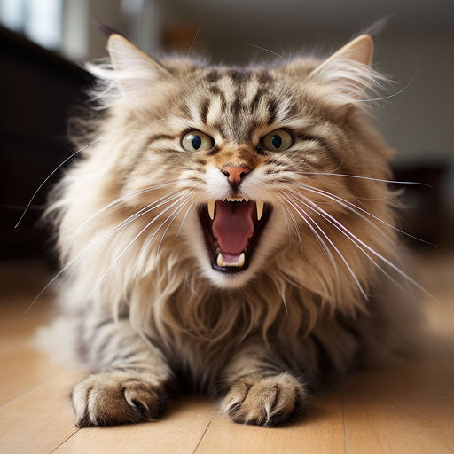A Siberian cat meowing