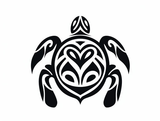 Black turtle on white background, oriental minimalism