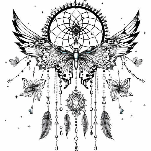 Whimsical dream catcher with fairy wings and magical elements