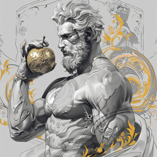 Tattoo sketch of Hercules and the golden apple