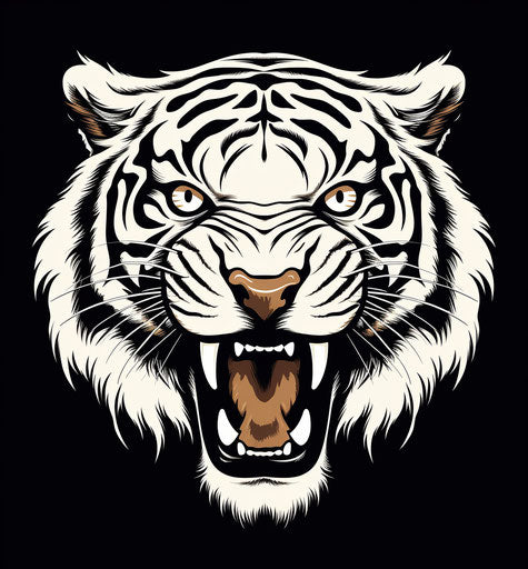 Black and White Tiger Head Vector