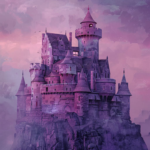 Castle clipart with random colorful backdrop