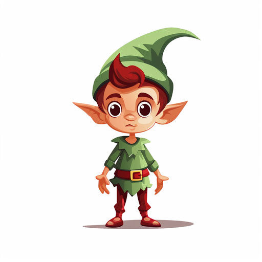 Minimalist style elf clipart, on white background