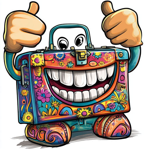 Humorous caricature of a toolbox with human characteristics