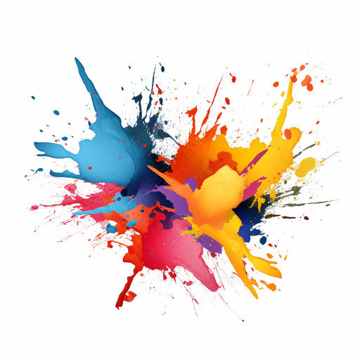 Paint splatter clipart in the style of Minimalist, on white background