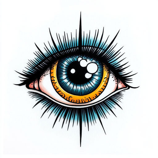 Eye tattoo sketch on arm with pop art style