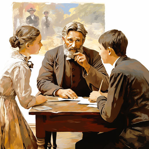Parent-teacher conference in Oil painting style