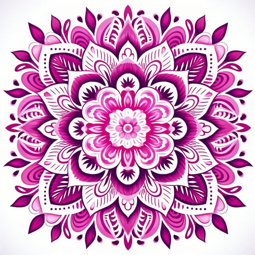 Indian floral pattern in pink and purple, zen Buddhism influence