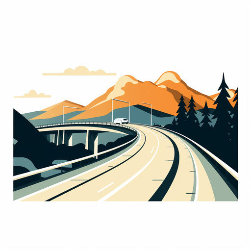 Minimalist highway clipart, on a white background