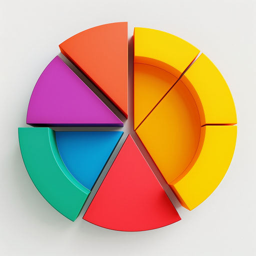 Hyper-realistic fractions clipart on flat white background