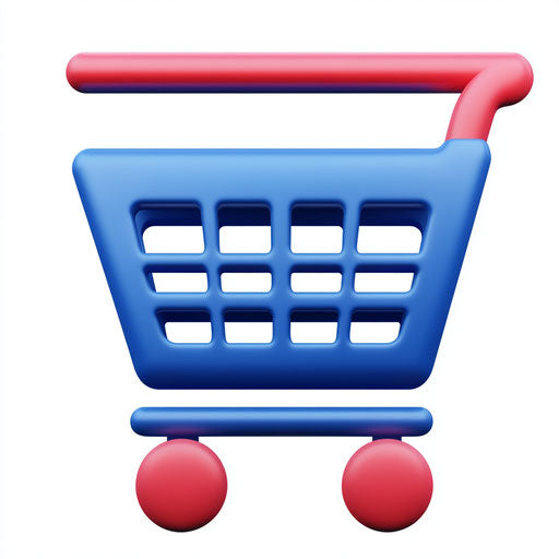 3D Shopping Cart Icon on flat white background
