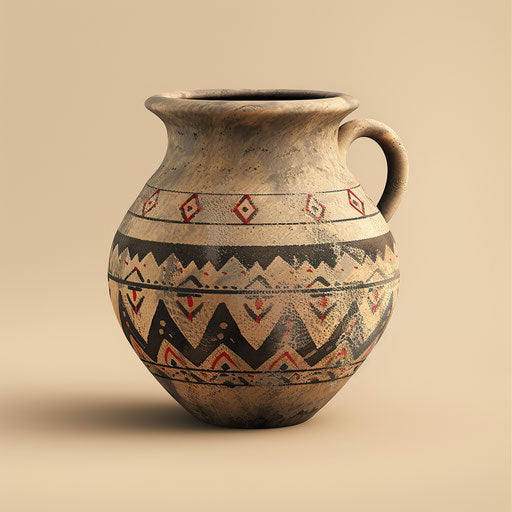 Pot clipart on flat beige background, realistic quality and rustic appeal