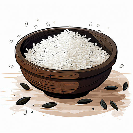 Rice illustration in the style of Chiaroscuro Art, on white background