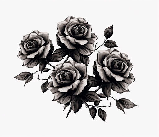 Roses tattoo, black and white in film noir style