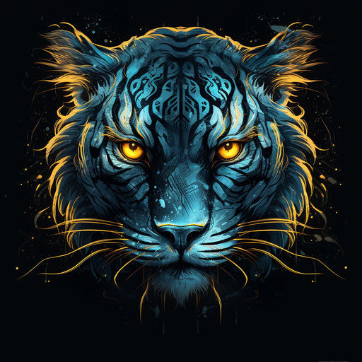 The tiger with yellow eyes in illustrator design style