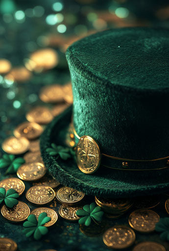 Green hat with gold coins and shamrocks, phone background