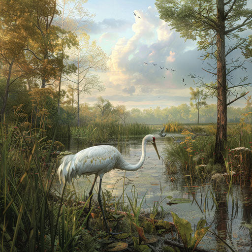 Whooping crane habitat at forest edge