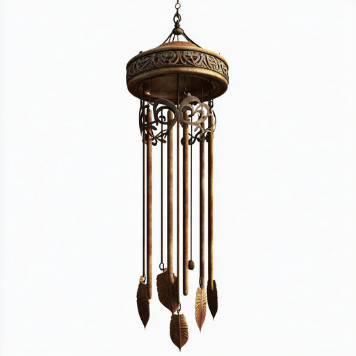 Photo realistic clipart of wind chimes, high resolution, no background, isolated