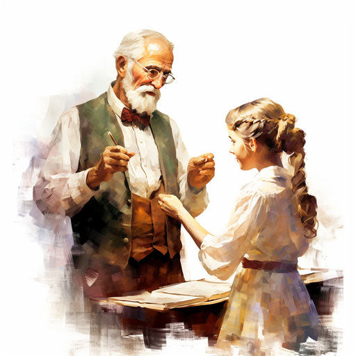 Teachers day clipart in the style of Oil painting