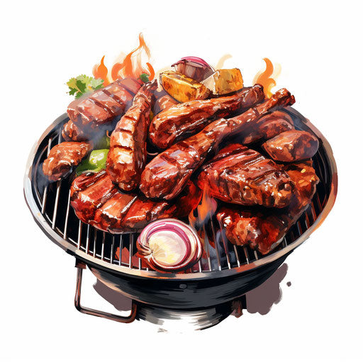 Barbecue clip art in the style of Oil painting