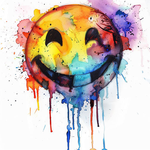 Watercolor smiley face tattoo design