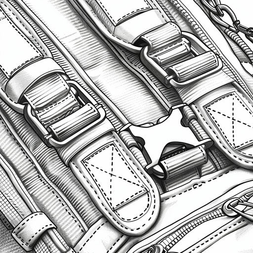 Zippers and buckles of a backpack