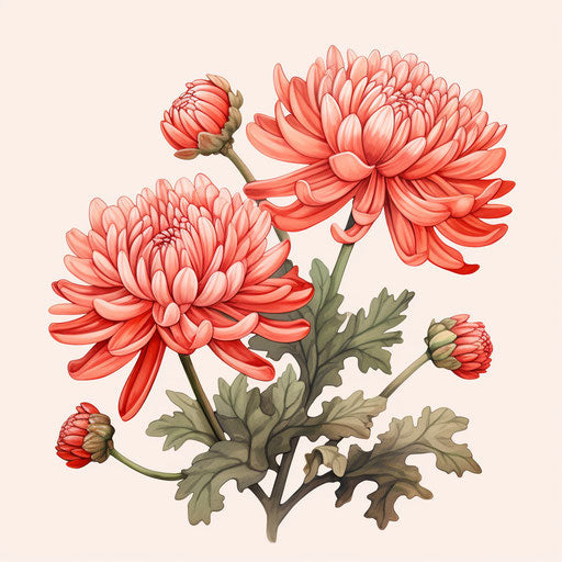 Nepal blossoms, Chinese art painting of chrysanthemum flower