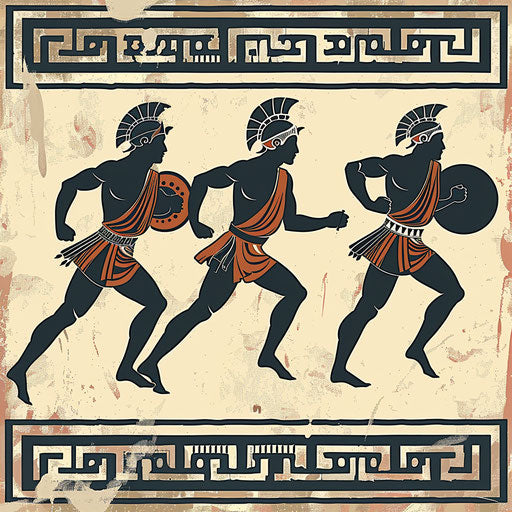 Rustic tattoo sketch of ancient Greek athletes