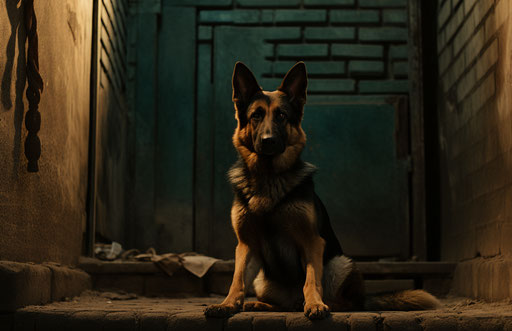 German Shepherd resting on a wall, emotional sensitivity