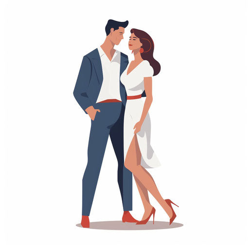 Minimalist style couple illustration, on a white background
