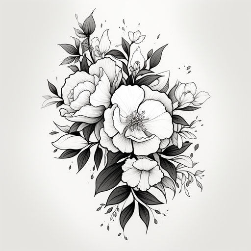 Black and white flower tattoo designs for designing inspiration
