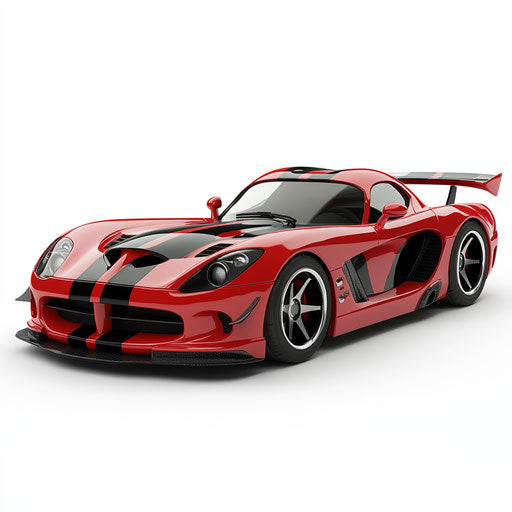 3D sports car on a flat white background