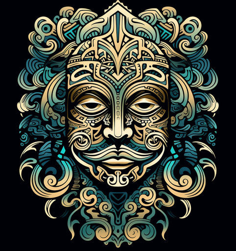 Tribal ornament with flowing lines and detailed engravings