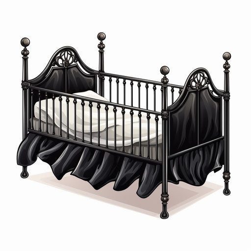 Bed illustration in the style of Chiaroscuro Art, on white background