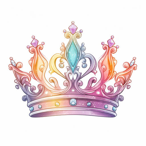 Queen crown in Pastel Colors Art style, white background