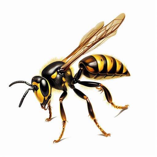 Wasp illustration in the style of Chiaroscuro Art, on white background