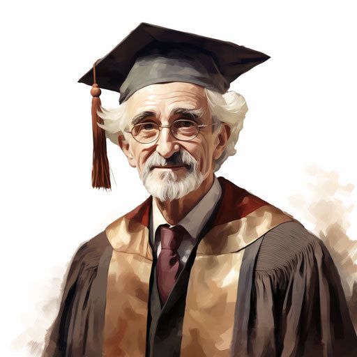 Teacher in Oil painting style on white background