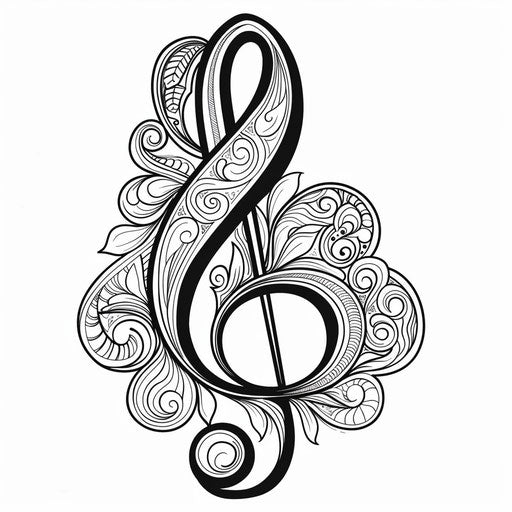 Elegant treble clef with decorative patterns
