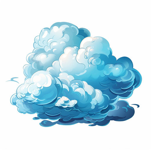 Cartoon clouds in Oil painting style on white background