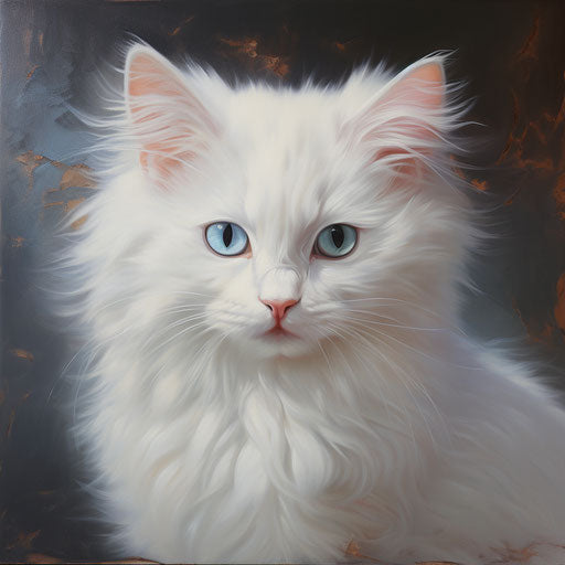 Oil painting of white cat
