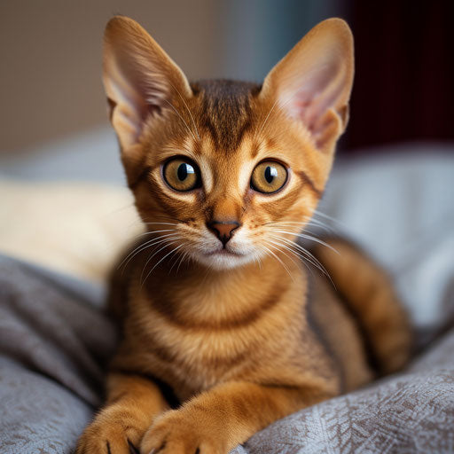Abyssinian kitten with curious eyes