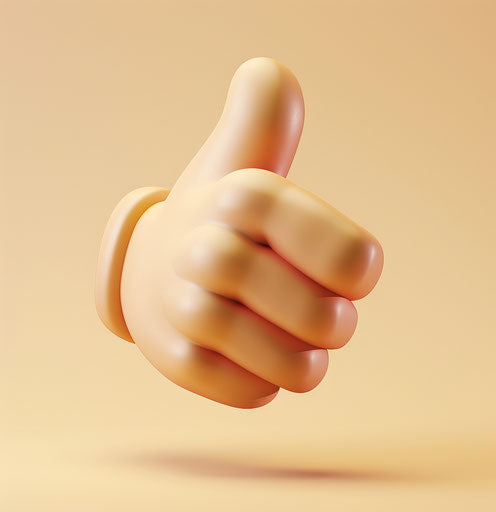 Cartoon thumbs up emoji in captivating, sculpted style