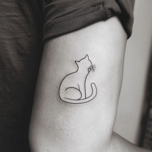 Minimalist flat tattoo of a cat silhouette